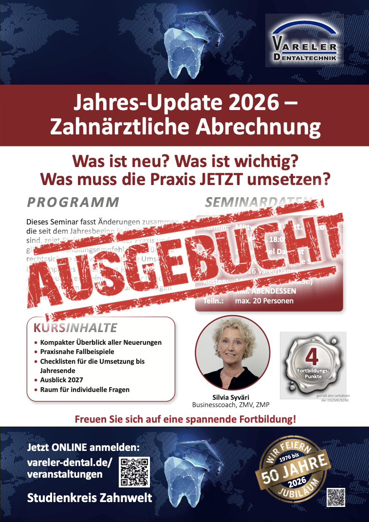 Jahres-Update 2026 - Zahnärztliche Abrechnung